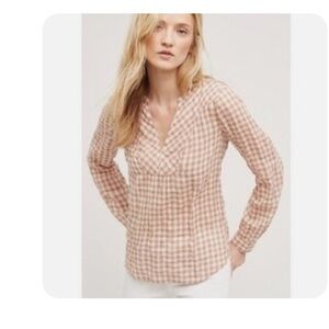 NWOT Anthropologie Holding Horses Devon Gingham Popover Top Size 2 Rodeo Western